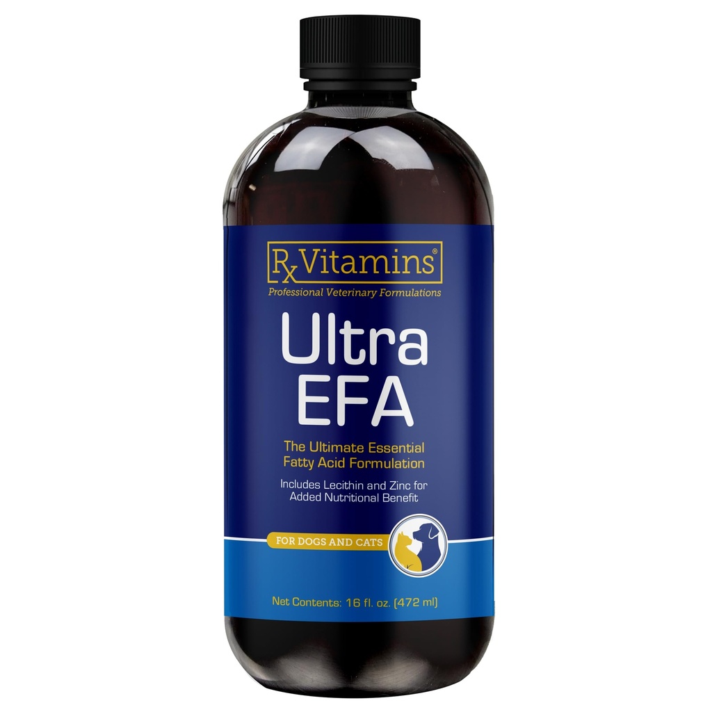 Rx Vitamins Ultra EFA Omega 3 Fish Oil for Dogs & Cats - 16oz | Promotes Heart, Brain, and Joint Health with Vitamin E, Biotin, & Zinc - Liquid Fish Oil Supplement for Coat Health