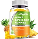 Alpha Acid lipoic Gumies 1000Mg cu Biotin, supliment ALA de înaltă absorbţie masticabil pentru antioxidant, Brain Health and Nervie Support, Ananas Flavor, Sugar Free, 60 Chews
