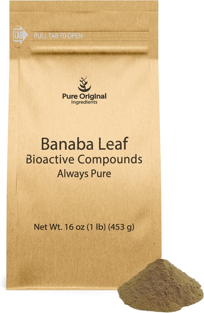 PURE ORIGINAL INGREDIENTI Banaba Leaf Powder (1 lb) Sempre Pure, Senza Filler o Additivi, Non OGM