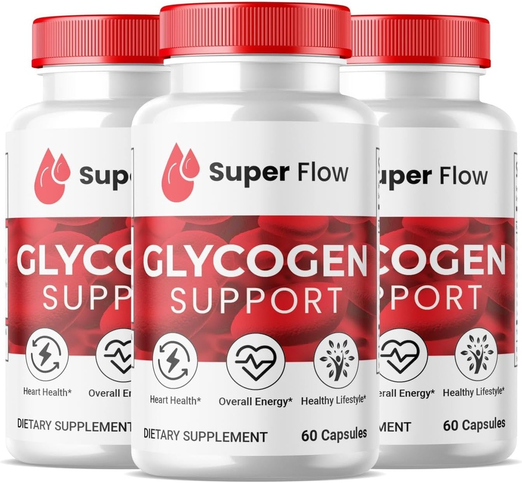 (3 Pack) Super Flow Glycogen, SuperFlow Glycogen Support Capsules, Glyco Optimizer Formula, Natural Blood Vessel Cleaner, Premium Super Flow Glycogen Support (180 Kapseln)