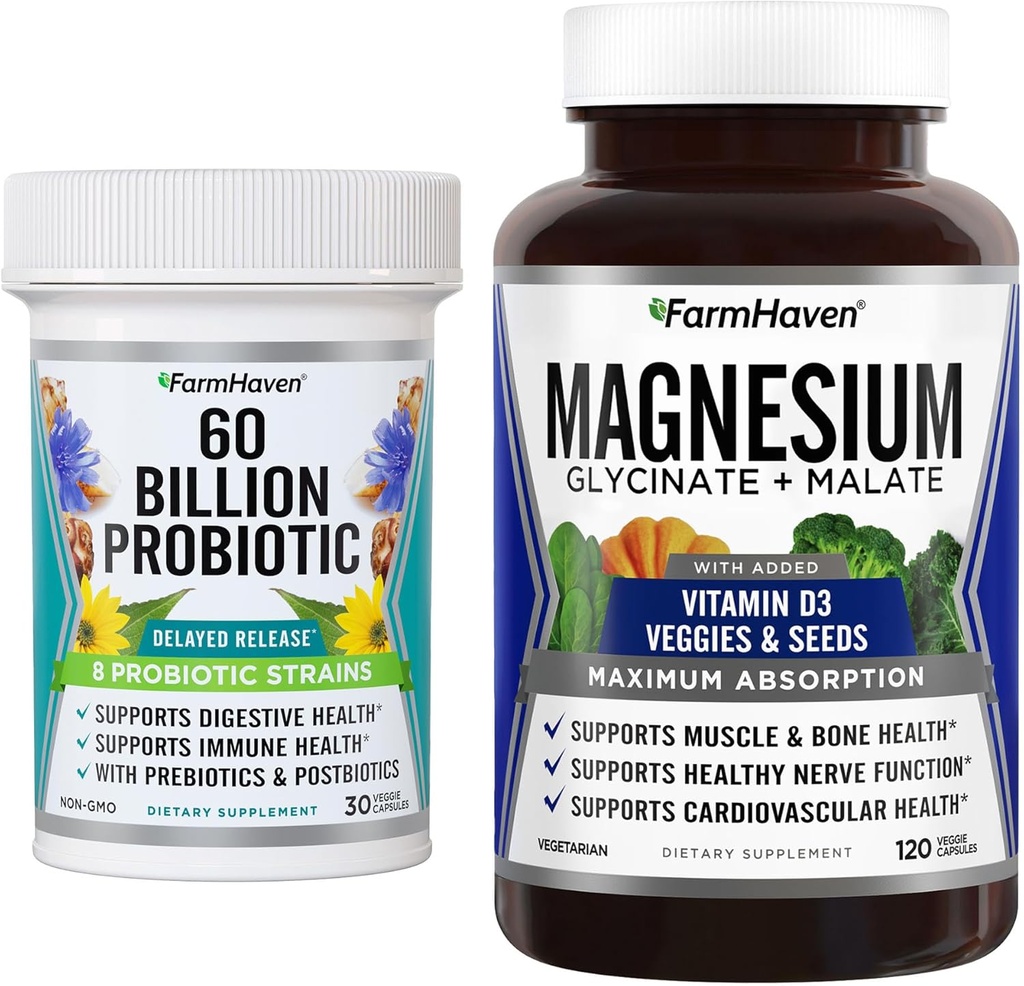 FarmHaven Magnesium Glycinate & Malate Complex und 60 Billion CFU Probiotic