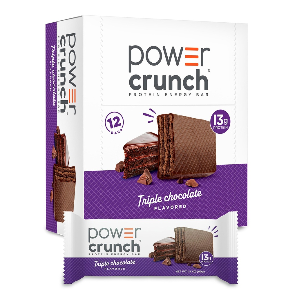 Power Crunch Protein Energy Wafer Bars, Triple Chocolate, 1.4 Ounce (12 Count)