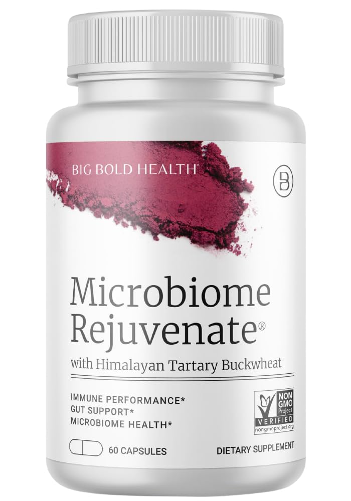 BIG BOLD HEALTH Microbiome Rejuvenate Prebiotic + Probiotic Supplement for Gut Health & Immune Support - with Himalayan Tartary Buckwheat - Gluten-Free (60 Count)