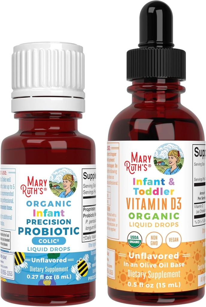 MaryRuth Organics Infant Precision Probiotics Colic & Vitamin D3 Kapky 124; USDA Organic, Clean Label Project Ověřené ® Ibration 124; Vitamíny pro imunitní podporu a celkové Wellness 124; Vegan, Non- GMO, Gluten zdarma