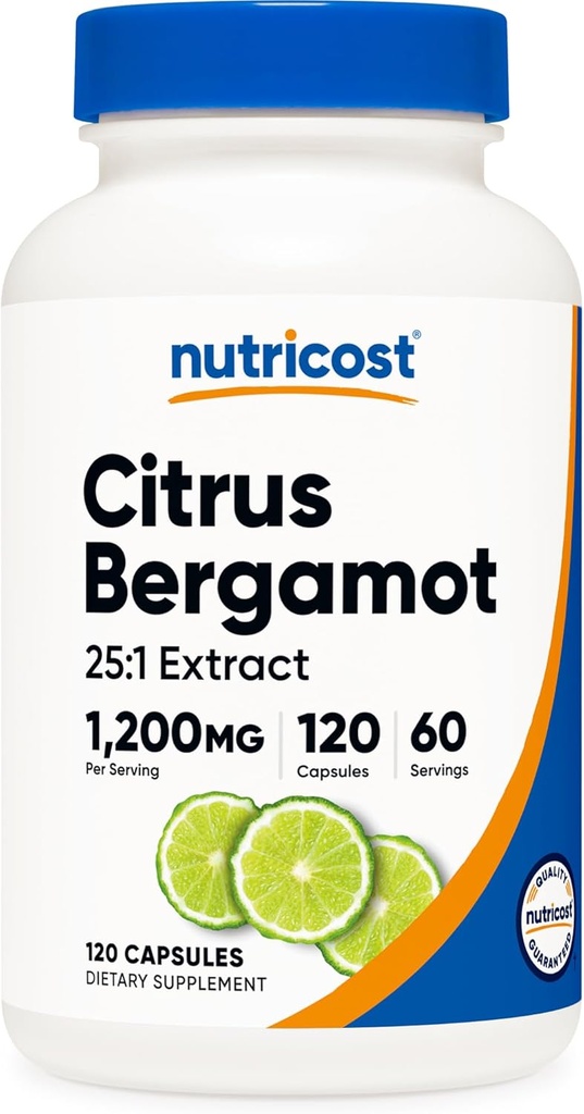 Nutricost Citrus Bergamotte Kapseln 1.200mg, 120 Kapseln - 25:1 Bergamotte Extrakt - 60 Portionen, Glutenfrei, Vegan & Non-GMO