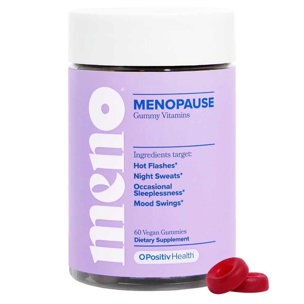 O Positiv MENO Gummies for Menopause, 30 Servings (Pack of 1) - Hormone-Free Supplements for Women with Black Cohosh & Ashwagandha KSM-66 - Helps Alleviate Hot Flashes, Night Sweats, & Mood Swings