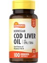 Sundance Norwegian Cod Liver Oil | 100 Softgels | with EPA and DHA | Good Source of Vitamins A & D | Non-GMO and Gluten Free Supplement