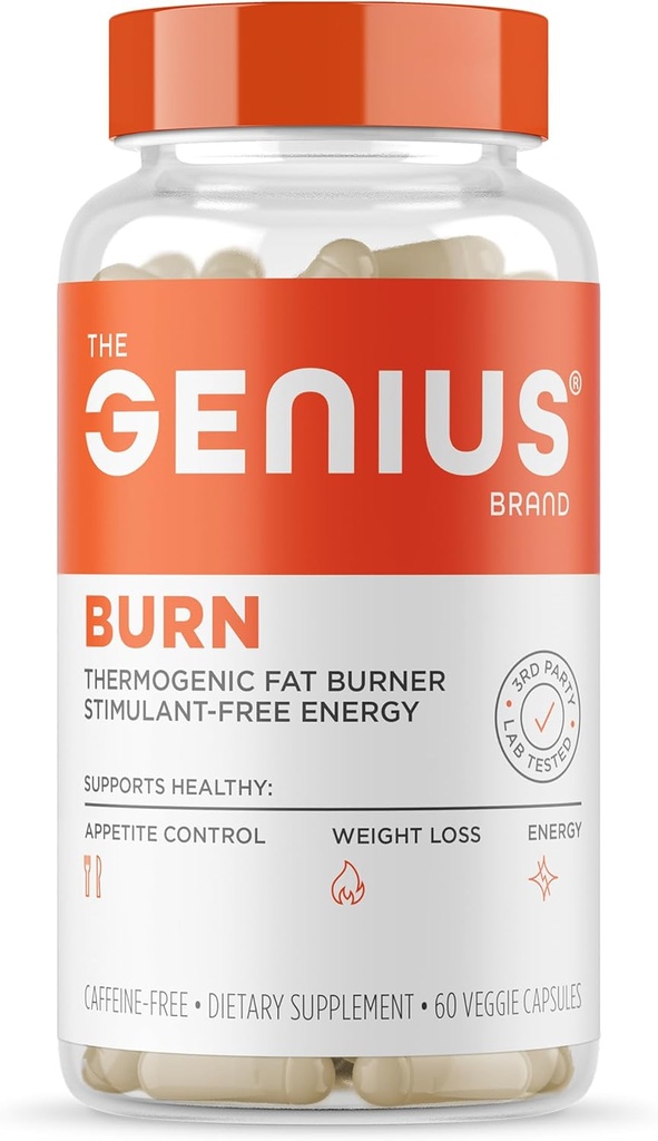 Genius Thermogenic Fat Burner, 60 Diyet Veggie Pills - Kilo kaybı ve Metabolism Supplement, Appetite Suppressant & Enerji ATM - Caffeine-Free Nootropic Focus & Brain Boost - Ashwagandha & TeaCrine