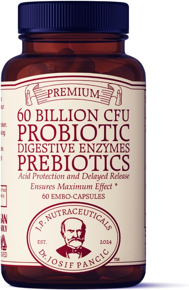 Probiotiska och prebiotiska tillskott, 60 miljarder CFU, Digestive Enzymes, Acid Protection, Delayed Release, 60 Capsules, 60 Day Supply