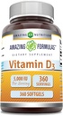 Amazing Formulas Vitamin D3 (Cholecalciferol) 보충 | 서빙 당 5000 IU | 360 Softgel | 비 GMO | 글루텐 프리 | 미국