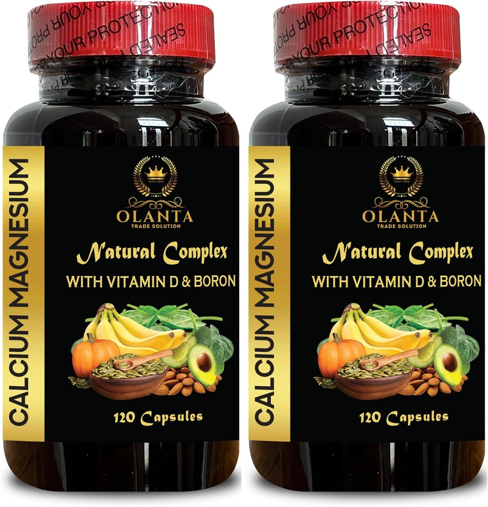 Calcium Magnesium Supplement - Muscle Relaxation, Calcium Citrate with Vitamin D, Magnesium, and Manganese, Phosphorus Gluten Free, Non GMO - 2 Bottles 240 Capsules