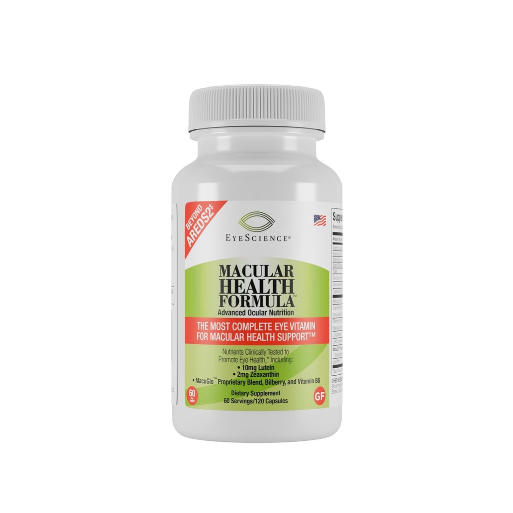 EyeScience – Macular Health Formula – Capsules – Complete Nutritional Supplement for Eye Health - Contains Lutein, Zeaxanthin, Vitamin C, D, E & B6 (120 Count)