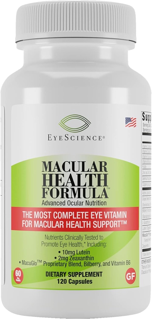EyeScience Macular Health Beyond AREDS2 Formula, Advanced Ocular Vitamīnu - kas satur luteīnu, Zeaksantīnu, Melleņu un vitamīnu C, D, E un B6 (60 dienu piegādes)