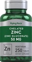 Piping Rock Chelated Zacc 50mg 250 Bảng điện tử Gluconate  tôm lan, không phải GMO, Gluten free Append