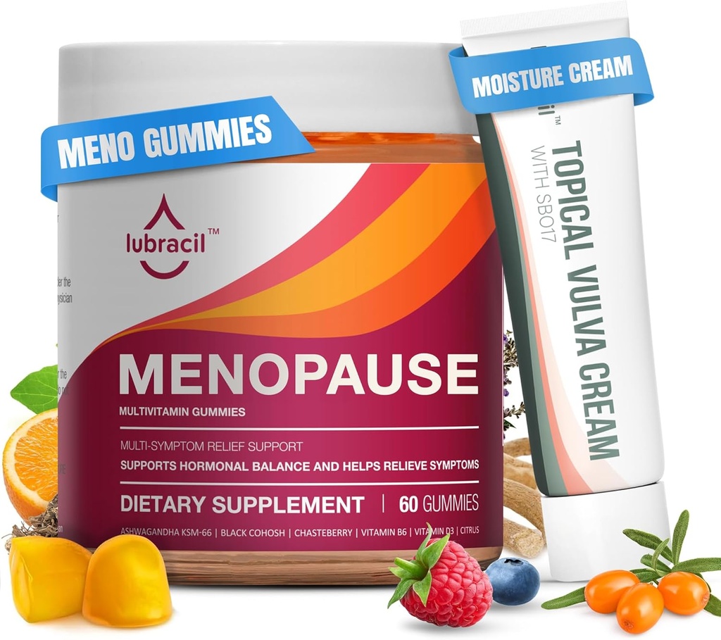 Labracil Media Gummies and Topical Vulva Cumbandy – Horemone- Once for Hot Flashs, vagnal Deadnes, Itching, mods and night sweets with Black Cohsh, Ashwarandaha, harpoone & E.