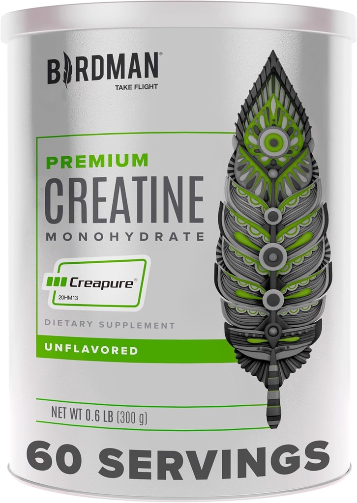 BIRDMAN High-Purity Creatine Monohydraat Unflavored Powder, Pre-Workout, High Performance 300g