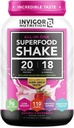 INVIGOR8 Superfood Grass Fed Whey Protein Isolate Shake Natural Strawberry Glutenfri og ikke GMO måltid erstatning med probiotika og Omega 3 (645g)
