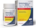 Acţiune dublă Acetaminofen 250mg şi Ibuprofen 125mg Caplete, până la 8h de durere de relief pentru dureri minore, dureri de cap, dureri de dinţi, dureri de spate, crampe menstruale, dureri minore de artrită, 216 Număr