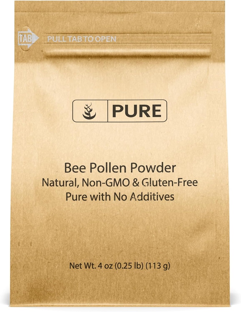 PURE ORIGINALSKE INGREDIENSER Bee Pollen, 4 oz, No Fillers, Ufortyndet Pure Supplement