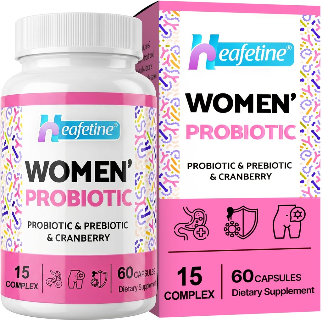 Vaginal Probiotics for Women, 300 Billion CFUs Probiotics for Women, 15-in-1 Womens Probiotic & Prebiotics, for Vaginal, Urinary Tract, PH Balance, Immune, Digestive & Gut, Bloating Health, 60 Caps