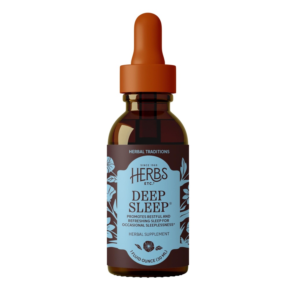 Herbs Etc. Deep Sleep Classic Liquid Extract - Holistic Rest Supplement for Restful Sleep - Chamomile, Lemon Balm Extract & Passionflower - Melatonin-Free - 1 fl oz (40 Servings)