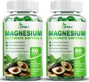 Magnesio Glycinate Softgels, Magnesium Supplements 400mg Zinc, E bitamina, B6 emakumezkoentzat, hobetu loa, muskuluen erlaxazioa eta hezur osasuna, Gluten-Free, Ez-GMO, 2 Pack