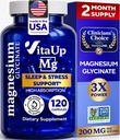 VitaUp Magnesium Glycinate 200mg - USA Made, Highly Absorbed, Non-GMO Magnesium for Relaxation, Deep Sleep, Bones & Heart - 200mg per Serving, 120 Vegan Capsules
