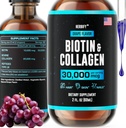 HERBIFY Collagen and Biotin Liquid Drops - 毛发生长加速吸收补充剂和强钉 - 男女毛皮和钉子维生素 - B7 补充剂 - 美国制造