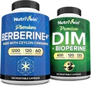 Nutriven Premium DIM & Berberine Addition Bundle: High- Absorption Berberine & DIM Addition with Bioperine - Hormonų balansui, digestaciniam reguliarumui, metabolizmui ir bendrai gerovei