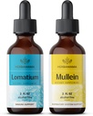 HERBAMAMA Билкови Течни капки комплект - Bundle of Lomatium Root Extract and Mullein Leaf Tincture 2 fl oz - Веган, Non-GMO, Sugar & Alcohol-Free - 2 пакет