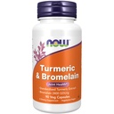 NOW Foods Supplements, Turmeric & Bromelain (Standardized Turmeric Extract) with Bromelain 2400 GDU/g, 90 Veg Capsules