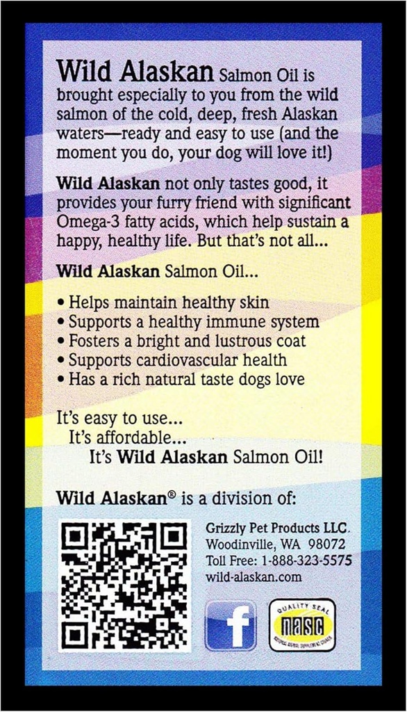 Wild Askan skin & Coat Salmon Original Original 3 Supplement for Dogs 16 fl.oz.