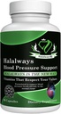 Halalways Blood Pressure Support Certified Halal Supplement Naturligt BP Support med Garlic Bulb Powder, Hawthorn Berry, Green Tea Leaf & Hibiscus Vitamins för Hälsosam Hypertension (BP)