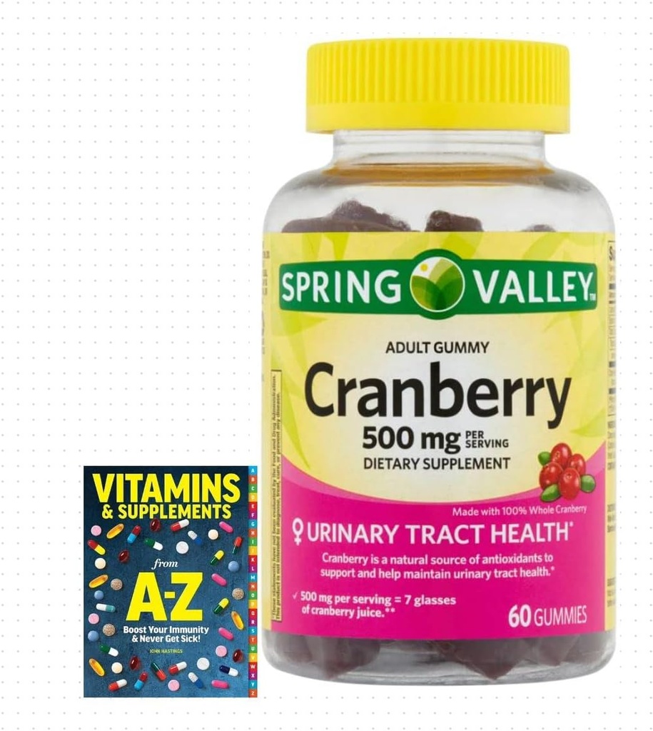 Adventure Home Spring Valley Adult Gummy Cranberry Integratore alimentare, 500 mg, 60 Count+Better Guide Vitamine Integratori