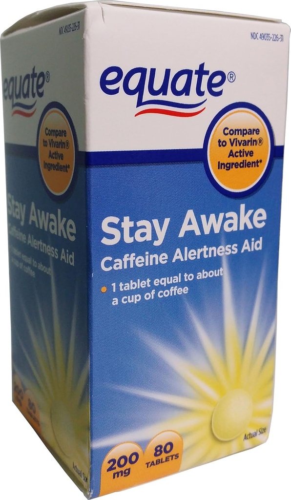 Equate Stay Awake Coffein Alerness Aid, 80 tabletter, 200 mg