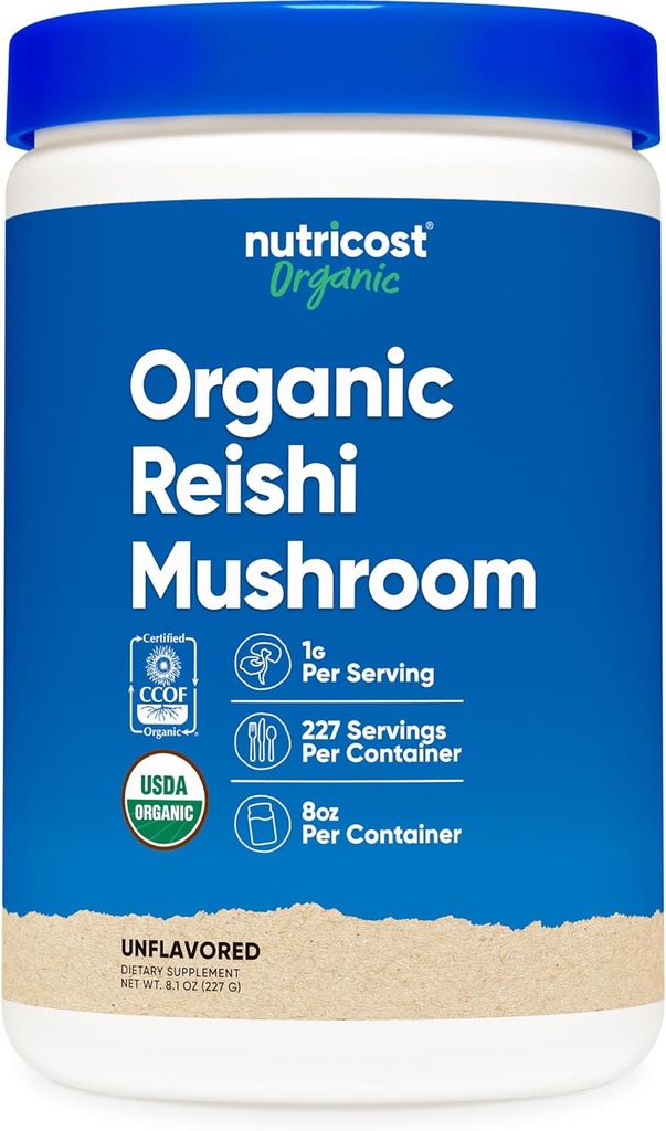 Nutricost Organic Reishi Mushroom Powder 0.5LB (8oz) - USDA Certified 100% Organic, Vegetarisch, Non-GMO, Glutenfrei