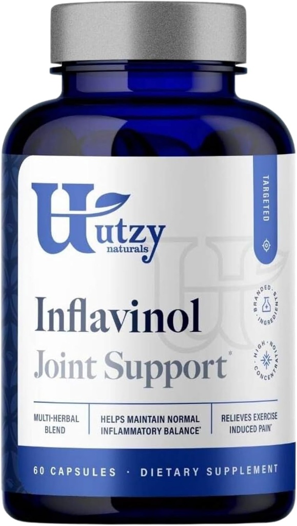 Utzy Naturals Inflavinol Mex124; Joint Support Mex124; with Ginger, Devils Claw (med harpagosider), Boswellia serrata (som Casperome ®), & Rosemary (som AquaROX ®) Mex124; Flavonoid Blend Mex124; 60 Kapsler