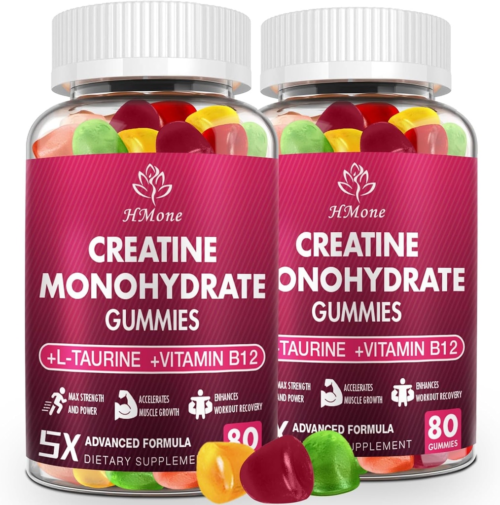 Creatine Monohydrate Gumies - 5g a férfiak és nők számára, 160 Számol és kreatin rágókiegészítők Izom Gain, Izom Erő, Energy Boost, és izmok Builder, Sugar Free, Vegan