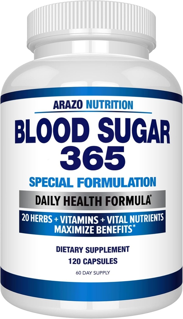 Arazo December Blood Sweet 365 Supplement – สนับสนุนระดับพลังงานสุขภาพ - 120 Herball Piels - 60 วัน