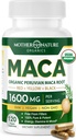 Mother Nature Organic Maca Root Capsules – 1600mg, 120 Vegan Capsules – Non GMO Peruvian Yellow, Red & Black Maca for Men & Women - Energy, Hormone, Brain & Weight Well-Being