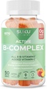 SUKU Vitamine B Gommies complexes avec la vitamine C – Vegan sans sucre 8 B Vitamines complexe supplément de gommy augmente le développement cellulaire, améliore le métabolisme et la formation de collagène, pêche aromatisant (50 gommies)