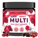 Llama Naturals Multivitamin for Women and Men, Vegan, Organic Gummies with Vitamin D, C and K, Adults Real Fruit Gummy Vitamins, Chewable Multivitamin Supplement, No Added Sugar Cane, Cherry, 120 Ct