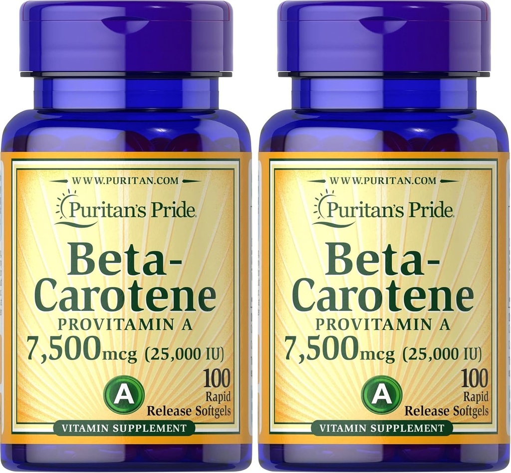 Puritan의 Pride Beta Carotene for Immune and Eye Health to Support the Healthy Immune System 100 Softgels (패키지 2)