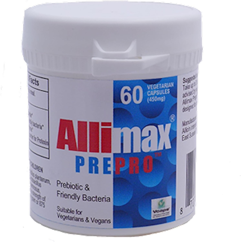 ALLIMAX Pre Pro - 60 Caps. Stabilizovaný allicin Plus prebiotiká, probiotiká a tráviace enzýmy.