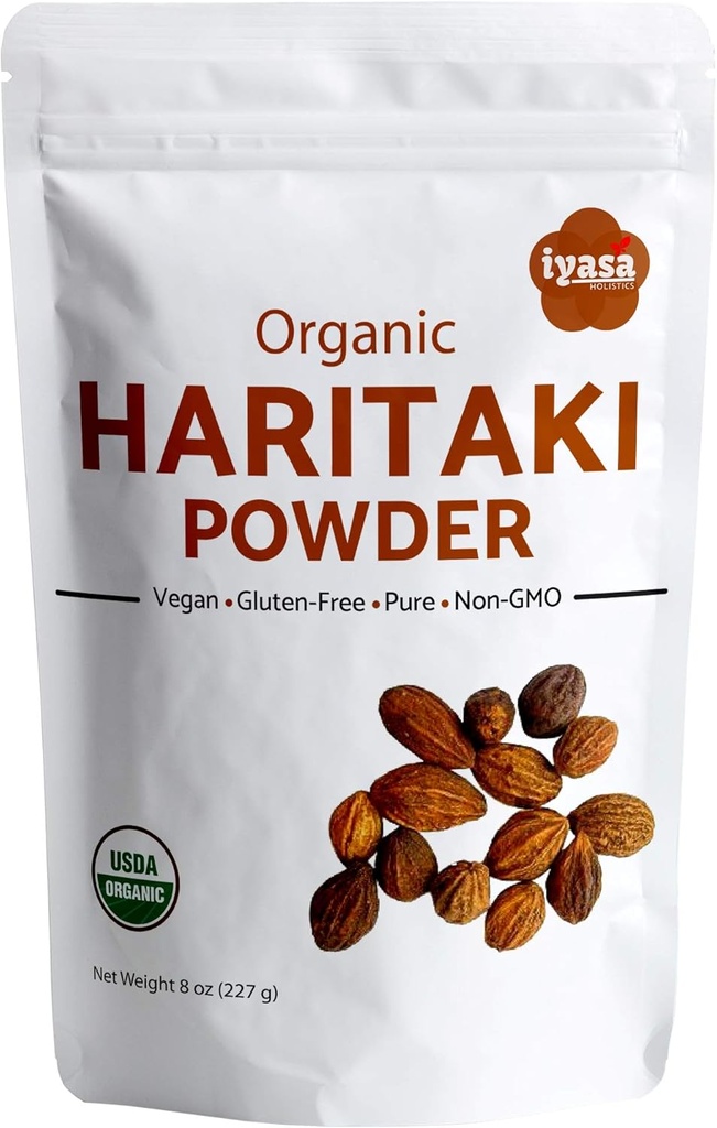 Iyasa Hollics 有机Haritaki 水果粉 Harad Harad Terminaria chebula Kadakapudi 8Oz 225Gm 文摘 气体救济 Bowel 健康功能 Ayurveda 超级食品 备用邮袋