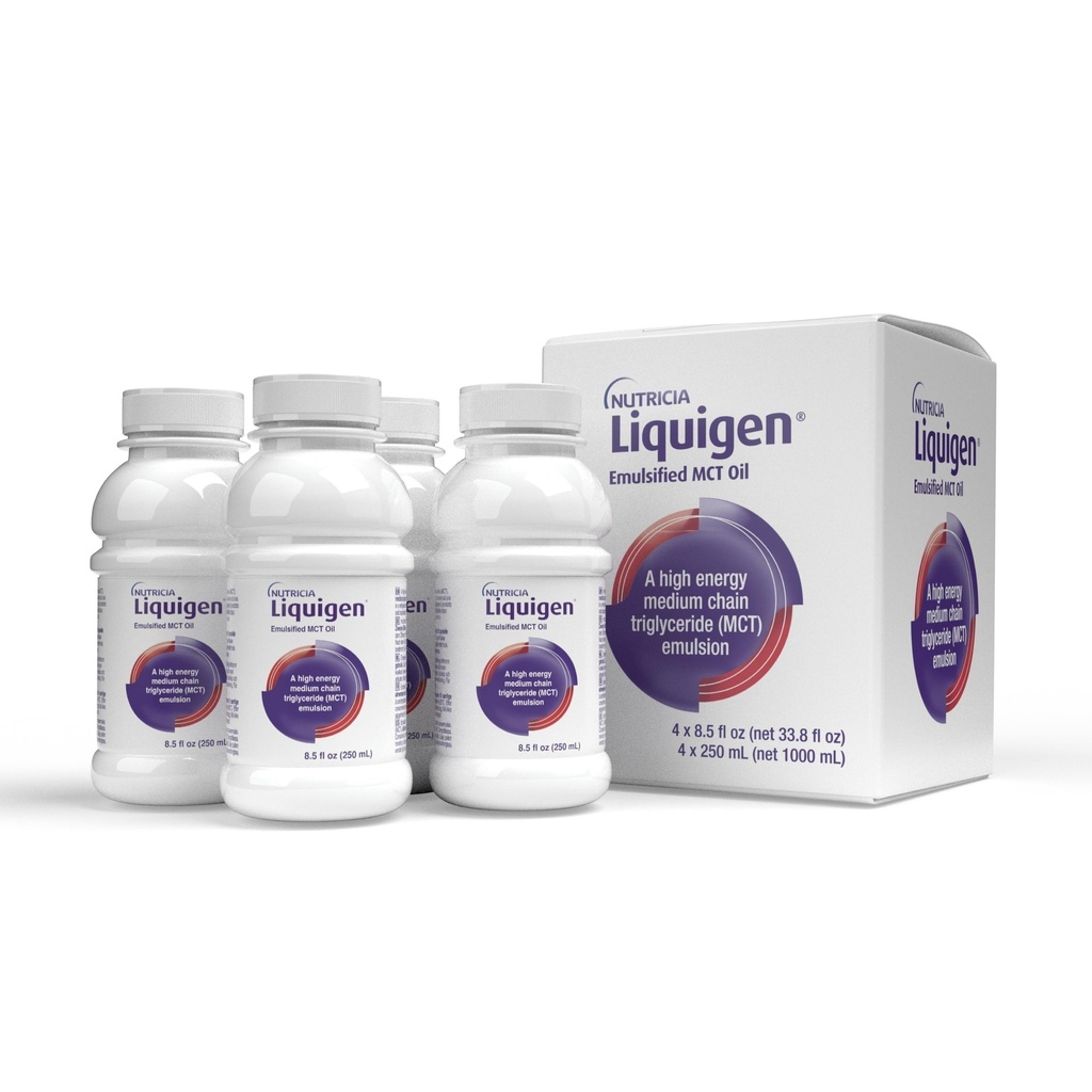 Nutricia Liquigen Emulsified MCT Oil for Ketogenic Diet - 8.5 oz 4 Pack | A high energy medium chain triglyceride (MCT) emulsion that blends smoothly into liquids, foods & tube feeds