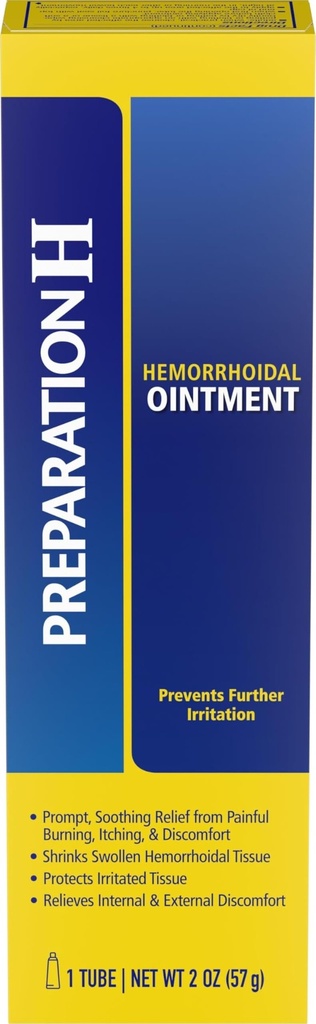 Preparation H Hemorrhoid Symptom Treatment Cream, 2 oz Tube | Maximum Strength Multi-Symptom Pain Relief, Soothes Painful Burning, Reduces Hemorrhoidal Swelling, Relieves Skin Irritation
