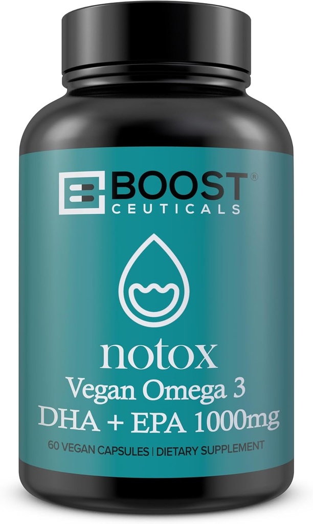 PostCeuticals Vegan Omega 3 1000mg Plant-Based Algae Omega No Stearates Non GMO Gluten Free | 60 Ct supplement  and Heart and Brain Health