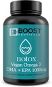 BoostCeuticals Vegan Omega 3 1000mg Algae Omega Non Stearates Non Gluten GMO gratis | 60 Ct Suplemento | Corazón e saúde cerebral