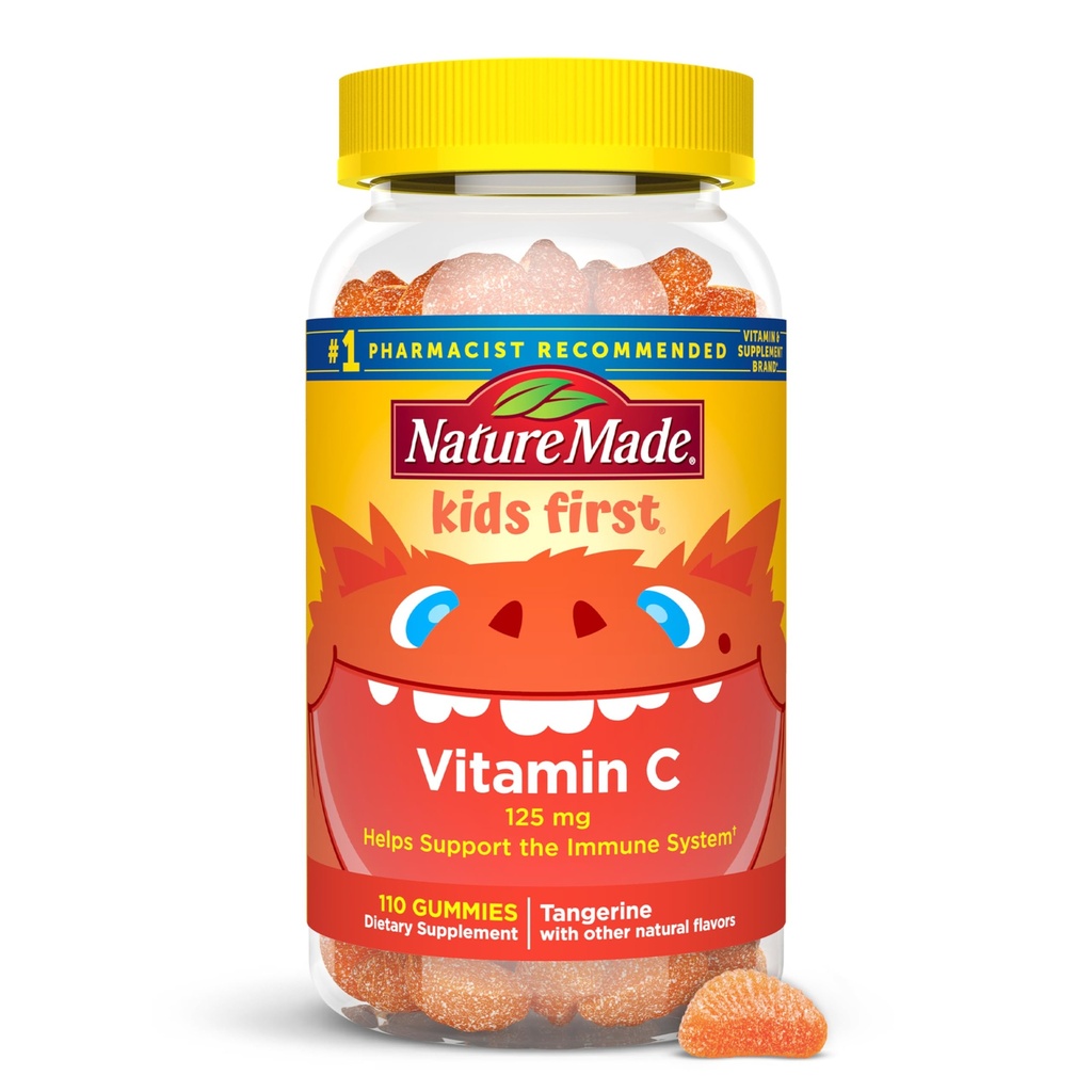 Nature Made Kids First Vitamin C Gummies for Kids, Dietary Supplement for Immune Support, 110 Gummies, 110 Day Supply